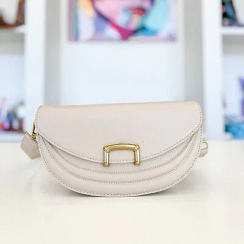 Fame Buckle Closure Crescent Faux Leather Crossbody Bag